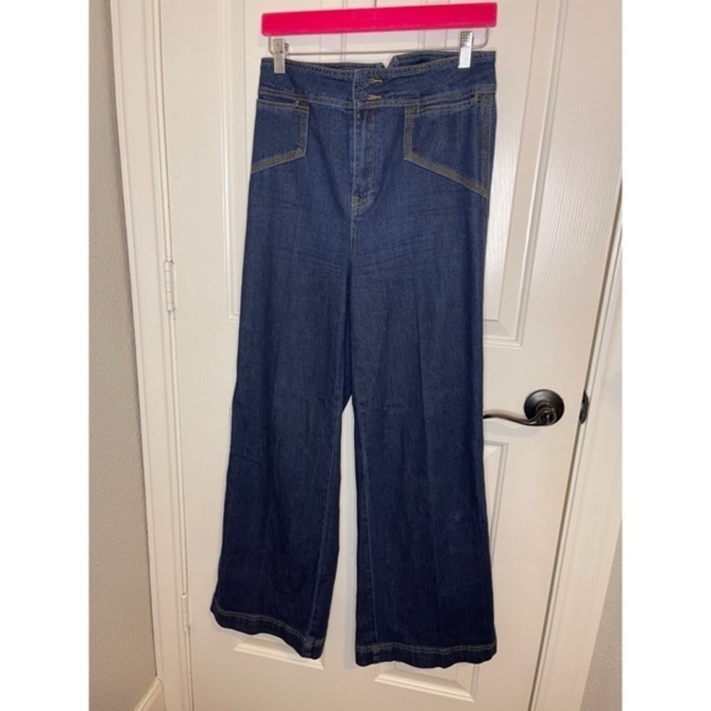 House Of Harlow 1960 Dark Wash High Rise Wide Leg Jeans Sz 30 Chic Preppy Office